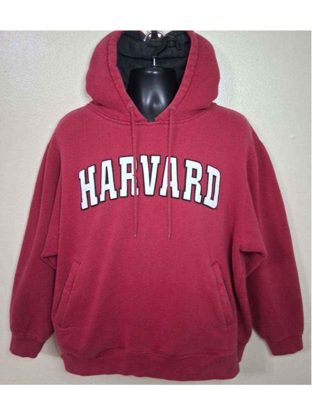 Vintage 90s Harvard Crimson XL Hoodie Sweatshirt Foot Locker Relax Fit Hvwt